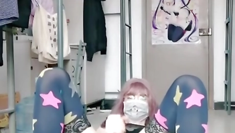 Asian shemale gets fucked in her asian ass in her bedroom