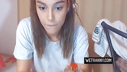 Busty amateur shemale with big tattoos solo porn video