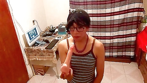 Mexican pornstar with a tight ass loves sucking a dildo