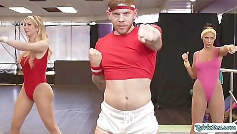 Sexy blonde gets fucked by her yoga instructor in pose