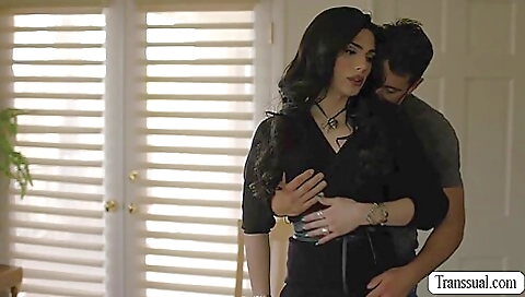 A sexy brunette with a nice body takes off clothes to fuck