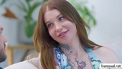 tattooed shemale gets her ass fucked in a big ass hole